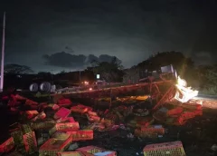 Reportan actos de rapiña de pollos tras aparatosa volcadura de vehículo en la federal Paso del Toro-Alvarado.