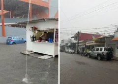 Informan fuertes lluvias dejan vehículos varados y calles inundadas en Cosamaloapan.