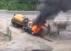 Se incendia y calcina pipa en carretera federal Orizaba-Zongolica.