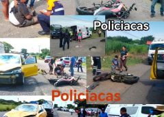 Se registra choque frontal entre auto particular y motociclistas en la federal Yanga-Cuitláhuac-Tinajas, saldo de dos masculinos lesionados.